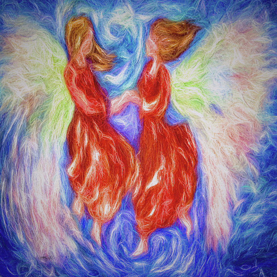 Angelic Dance Friends for Keeps Mixed Media by Lena Owens - OLena Art Vibrant Palette Knife and Graphic Design