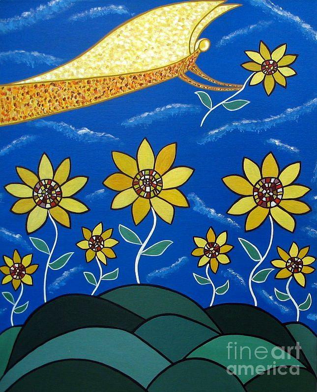Sunflower Painting - Angelic Flowers by Sandra Marie Adams