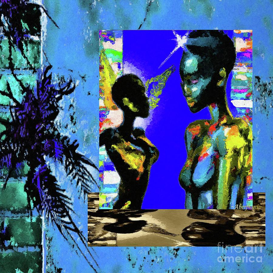 Angelicus AI and  the Woman in the Mirror Number 1 Mixed Media by Aberjhani