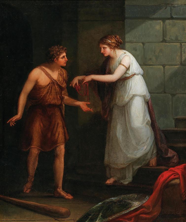 Tezeusz I Ariadna Karta Pracy Angelika Kauffmann Chur 1741 1807 Rome Theseus and Ariadne Painting by