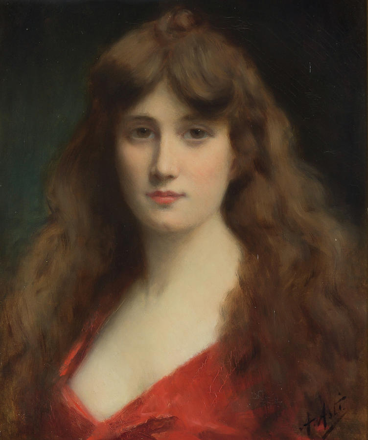 Angelo Asti Italian, 1847-1903 Woman in a Red Dress Painting by ...