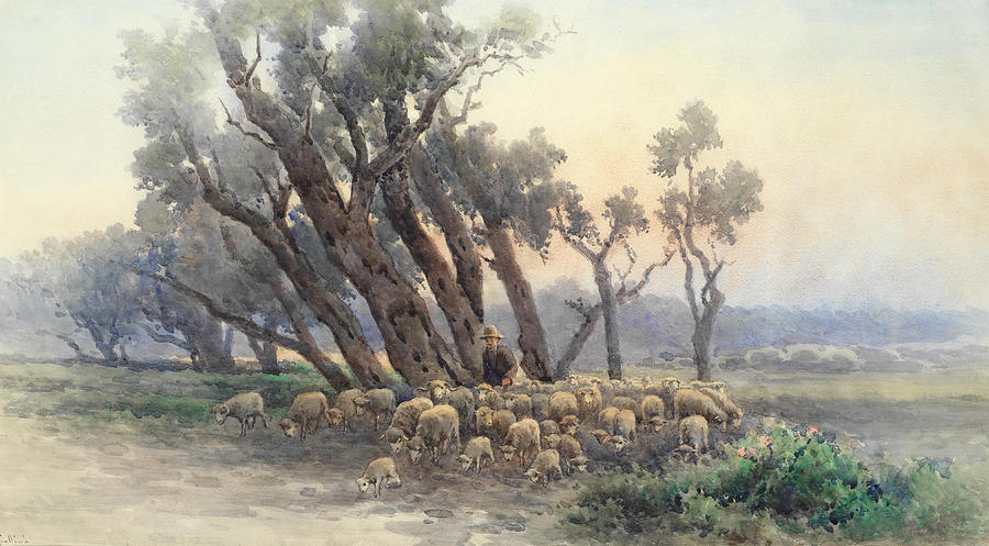 ANGELOS GIALLINA A Corfiot shepherd Painting by Artistic Rifki
