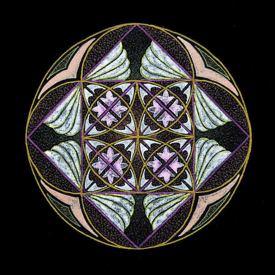 Geometric Mandala Painting - Angels 2 - fine art prints by Keiko Katsuta