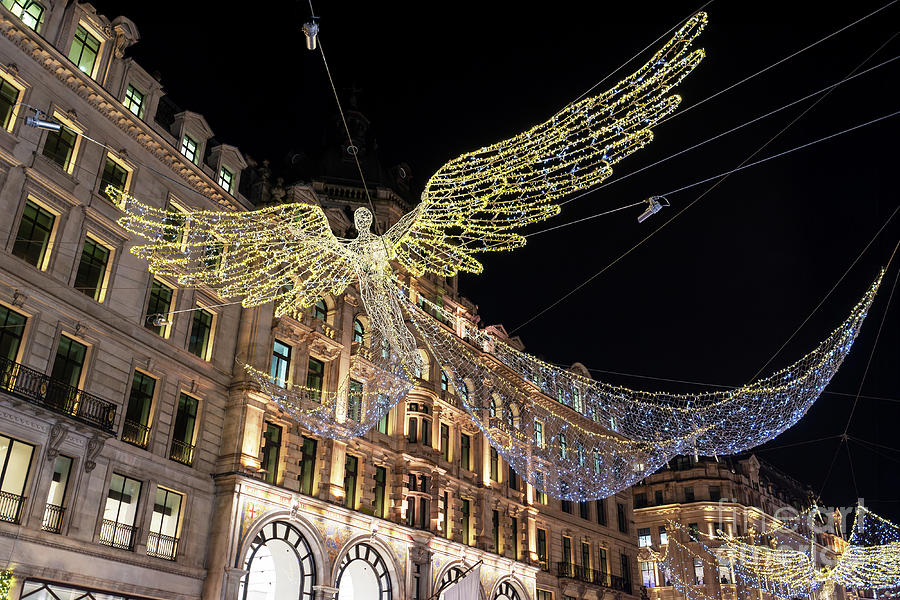 Angels Christmas lights, Regent Street, London Photograph by Delphimages Photo Creations
