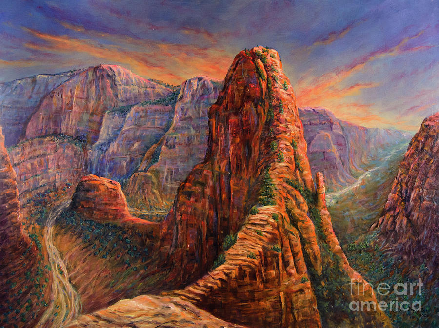 Zion National Park Painting - Angels  Landing, Zion National Park by Bob Parks