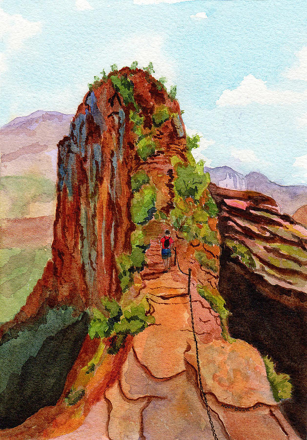 Zion National Park Painting - Angels Landing, Zion National Park by Margaret Bucklew