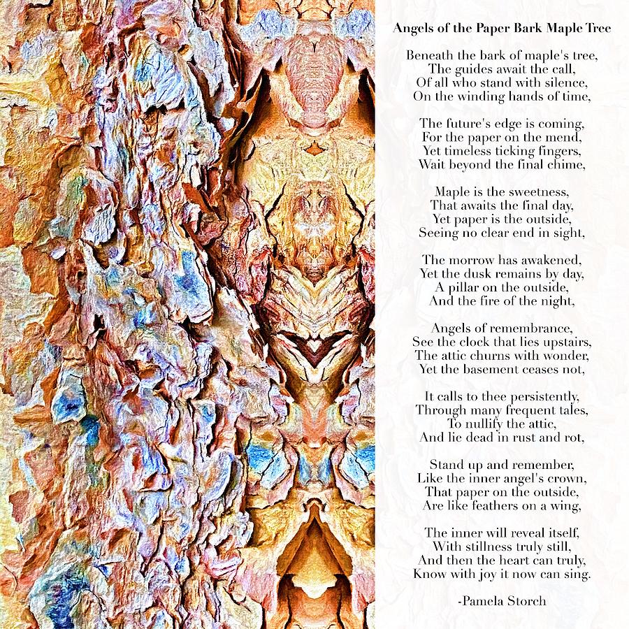 Poems Digital Art - Angels of the Paper Bark Maple Tree Poem by Pamela Storch