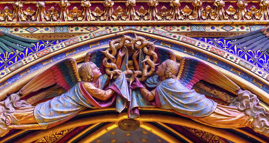 Angels Wood Carvings Arch Cathedral Sainte Chapelle Paris France