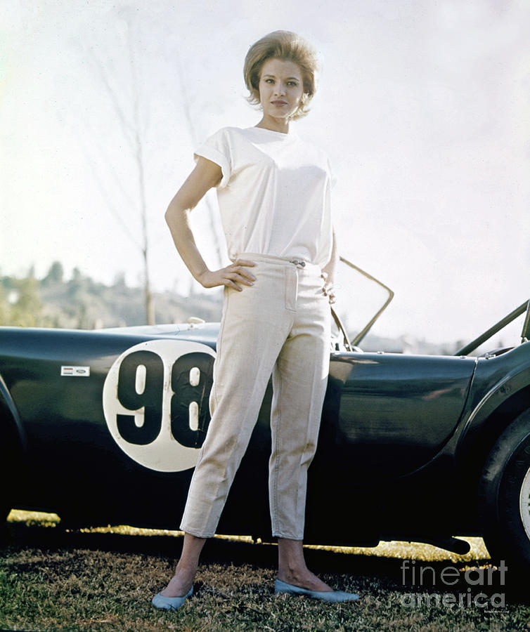 Angie Dickinson with AC Shelby Cobra Photograph by Retrographs