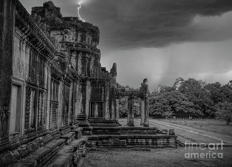Inspirational Photograph - Angkor Wat Cambodia  Black White by Chuck Kuhn