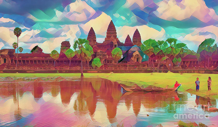 Angkor Wat Landscape Digital Art  Photograph by Chuck Kuhn
