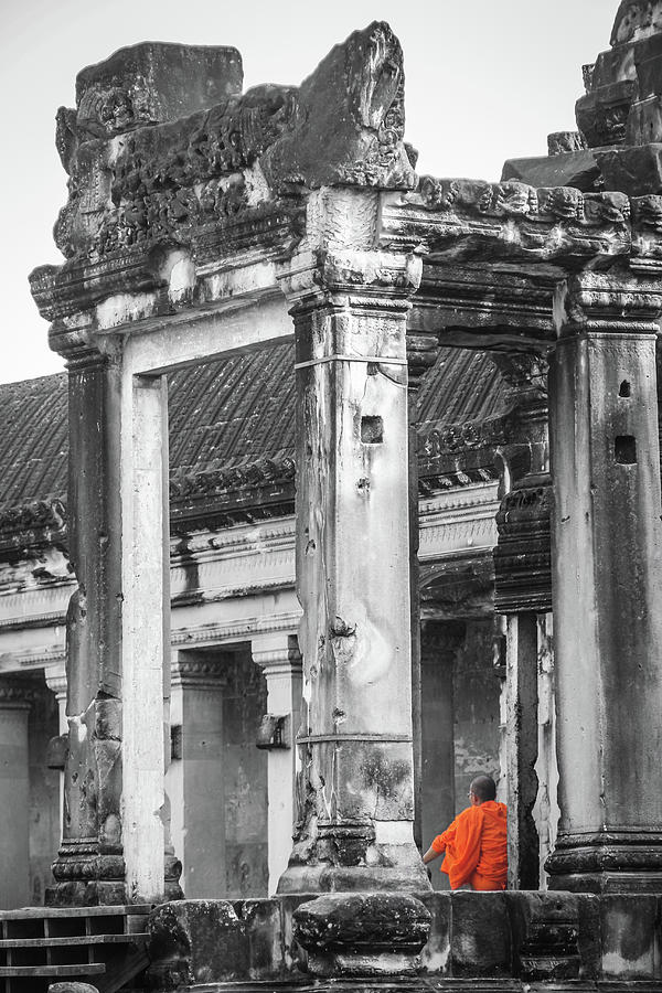 Angkor Wat Monk Photograph by Josu Ozkaritz