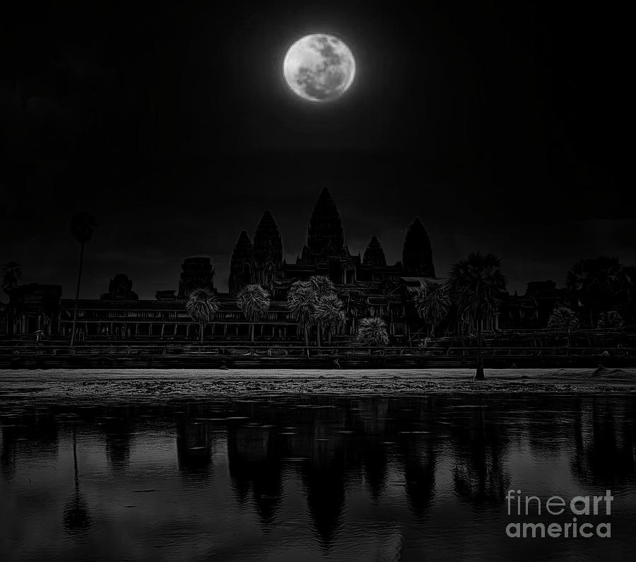 Angkor Wat Panorama Moon Landscape, Cambodia 12th Century Temple  Photograph by Chuck Kuhn