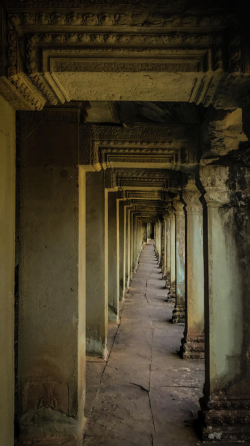 Angkor Wat Stone Pillar Hallway Photograph by Rebecca Herranen