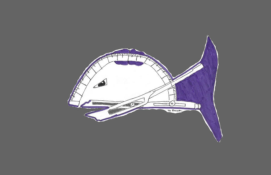 Angler Fish Created Out of a Protractor Drawing by Ali Baucom