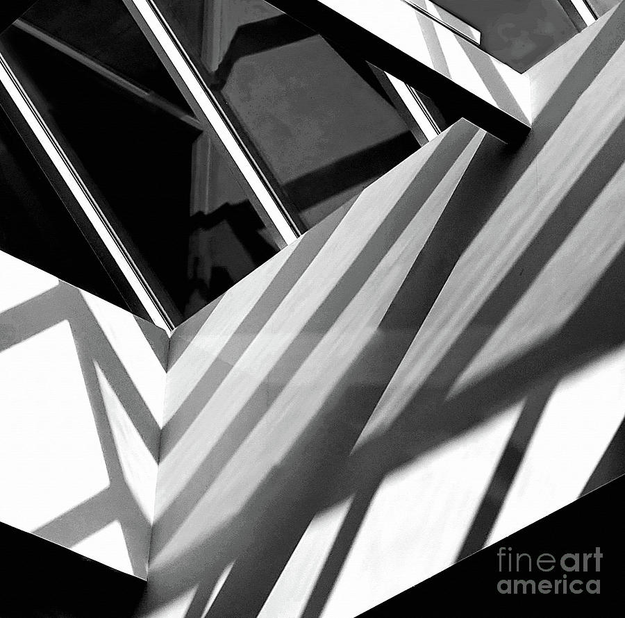 Angles and Lines Black and White Mixed Media by Sharon Williams Eng