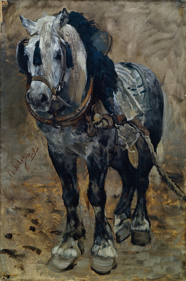Anglo-Norman horse, 1880 Painting by O Vaering by Christian Skredsvig