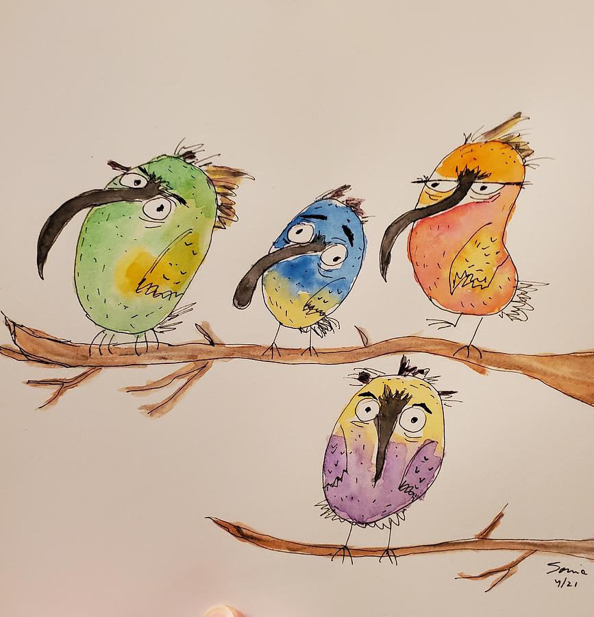 Angry birds Painting by Sonia Vohnout - Fine Art America