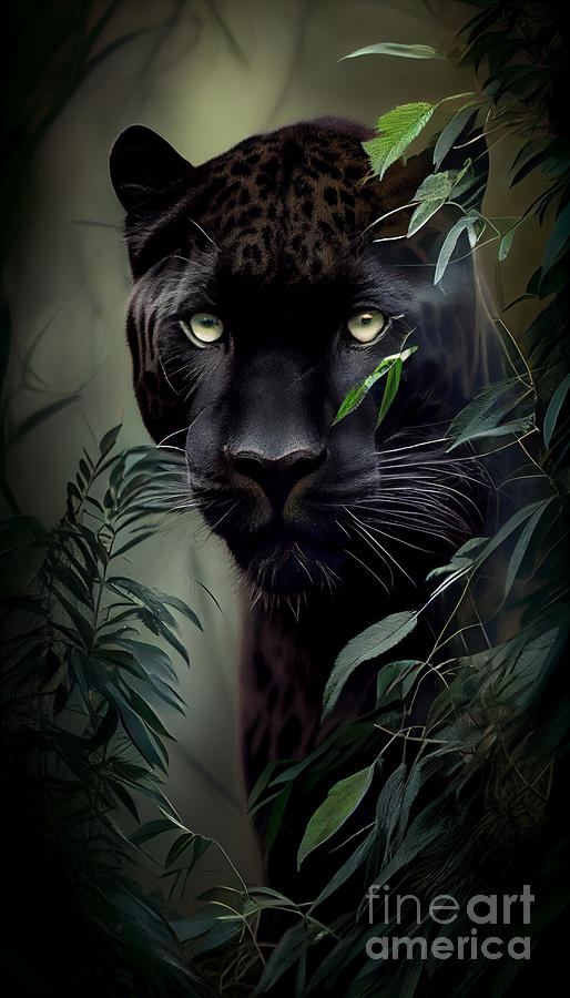 angry black tiger in jungle by Asar Studios Digital Art by Celestial ...