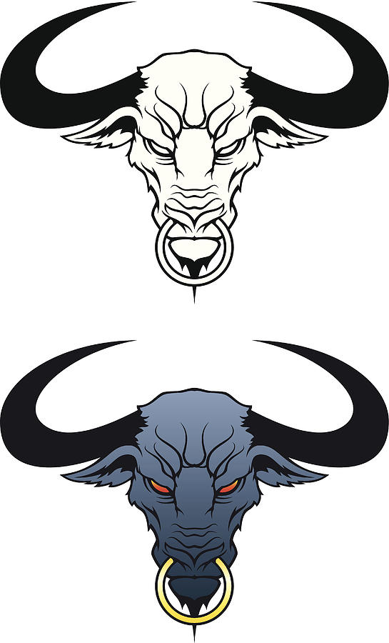 Angry bull head Drawing by DimaChe