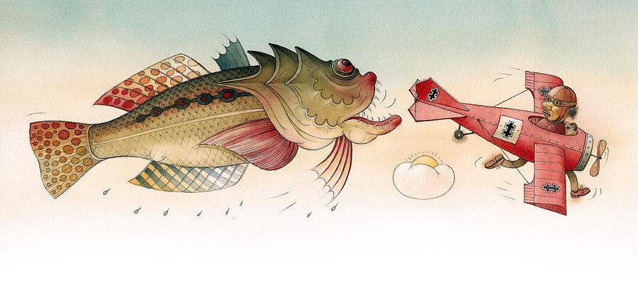 Angry fish Drawing by Kestutis Kasparavicius