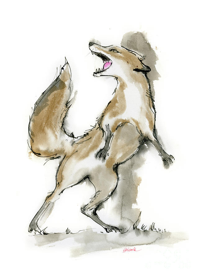 Angry fox Drawing by Ang El