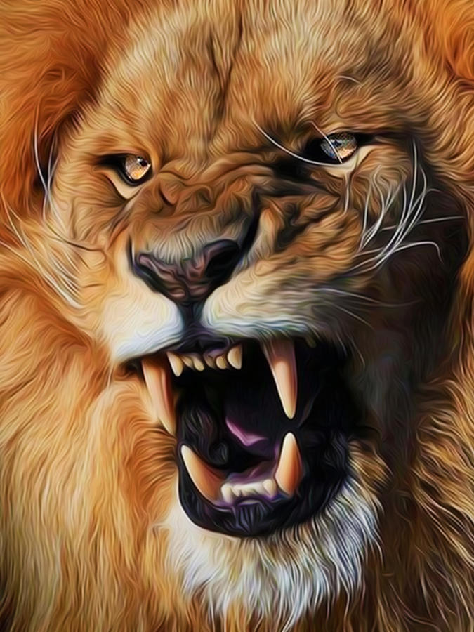 Angry Lion Digital Art by Pascaloup Art - Fine Art America