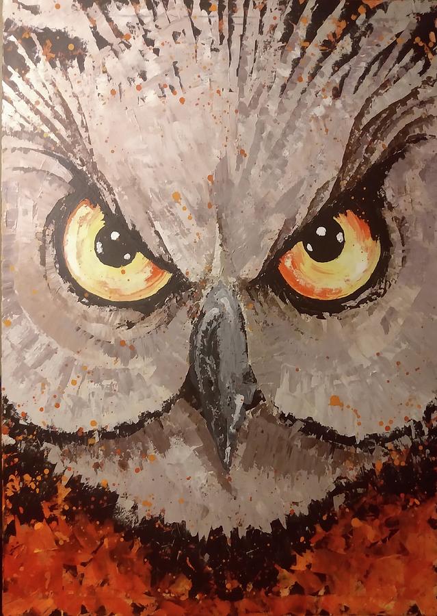 Angry Owl Painting by Jake Rardin - Fine Art America