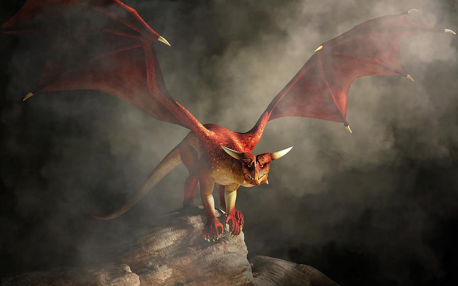 Angry Red Dragon Digital Art by Daniel Eskridge