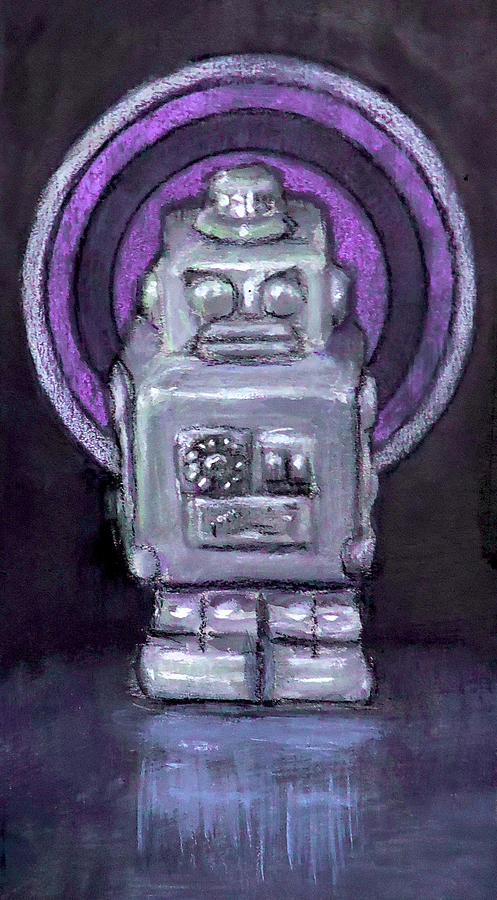 Angry Robot Fuchia Painting by John Morris