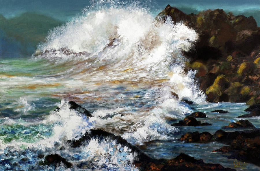 Angry Sea Painting by Walter Fahmy