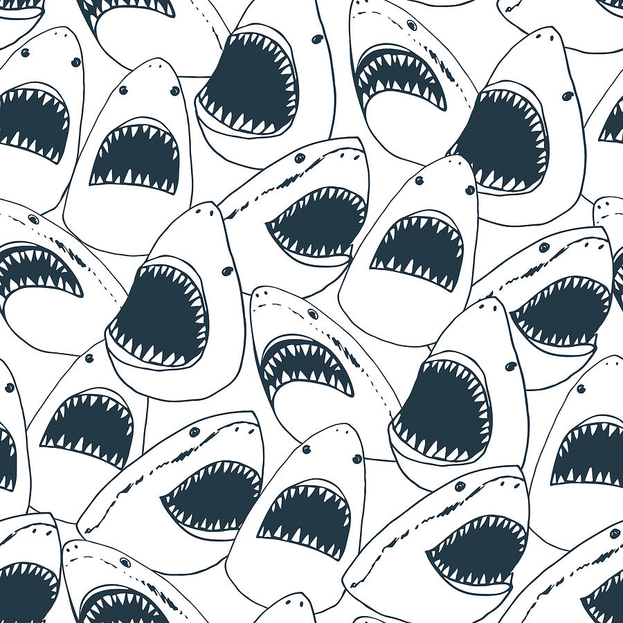 shark mouth open drawing