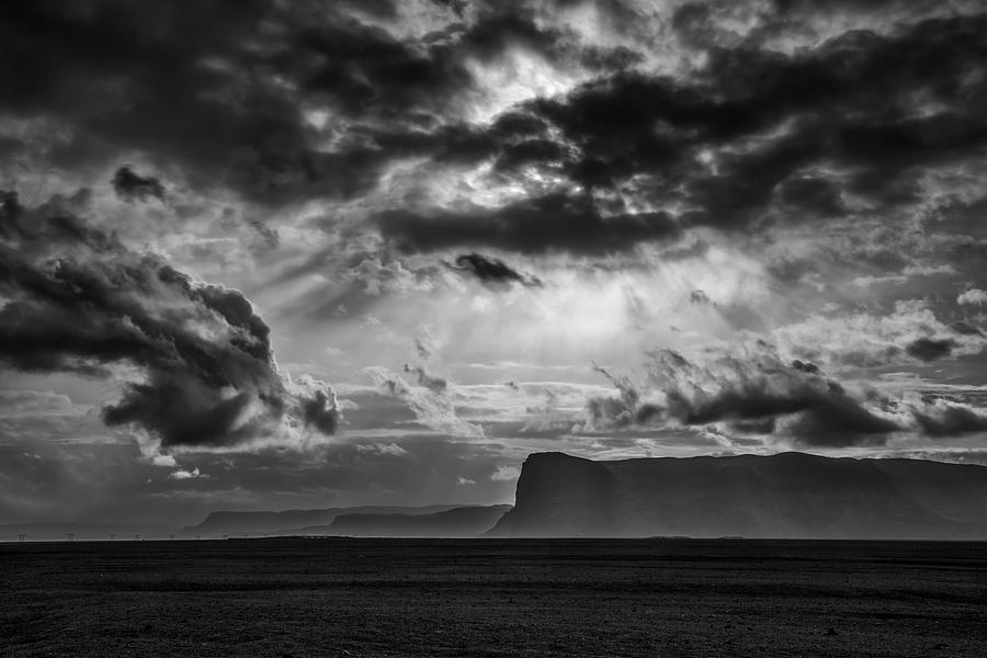 Black And White Photograph - Angry Sky, Iceland by Peter OReilly