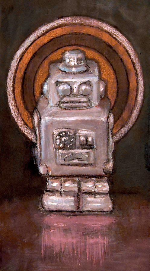 Angry Tangerine Robot Painting by John Morris