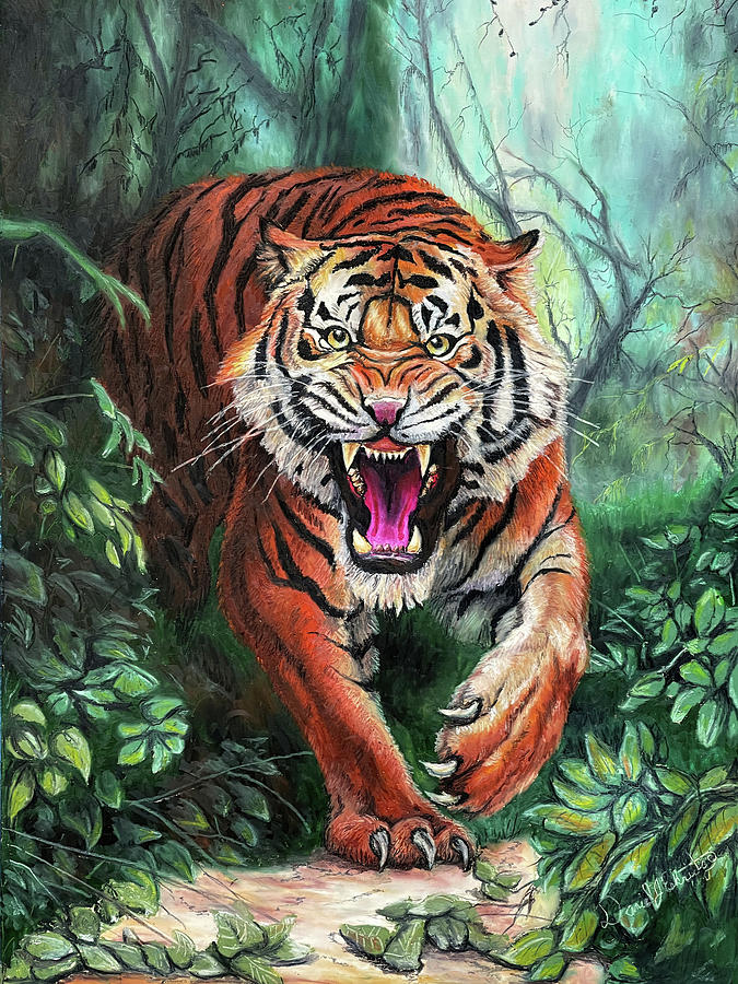 Angry Tiger in the Jungle Mixed Media by Daniel Eskridge