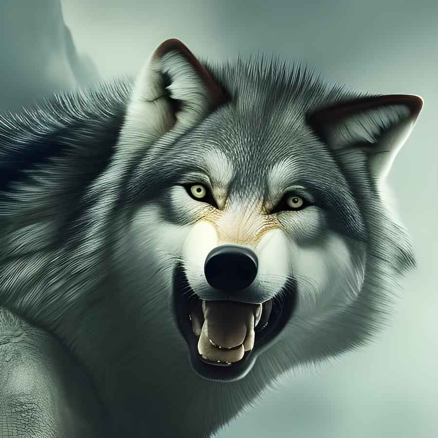 Angry wolf Digital Art by Brandway - Fine Art America