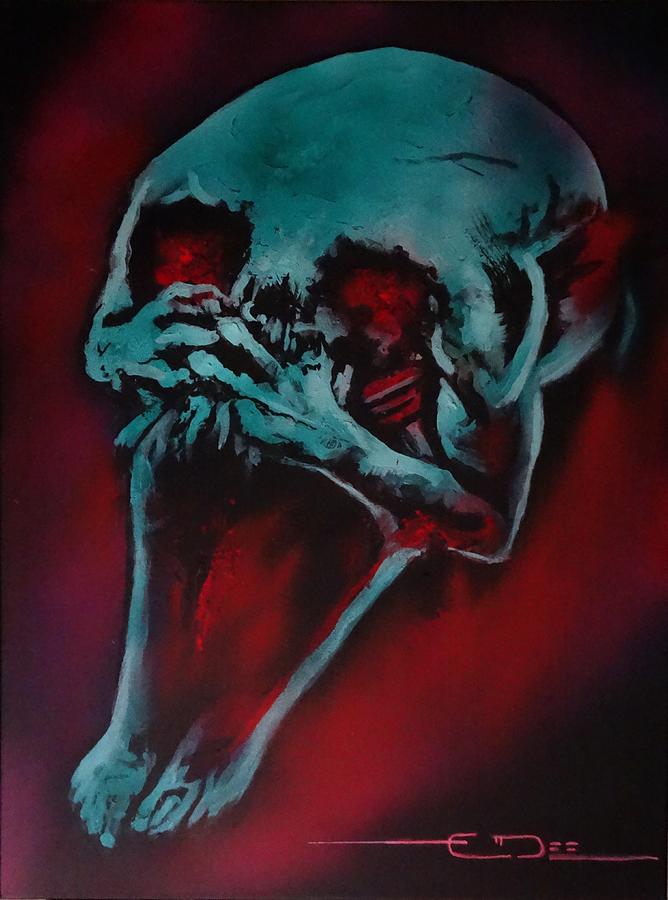 Skull Painting - Dreadful Penny by Eric Dee