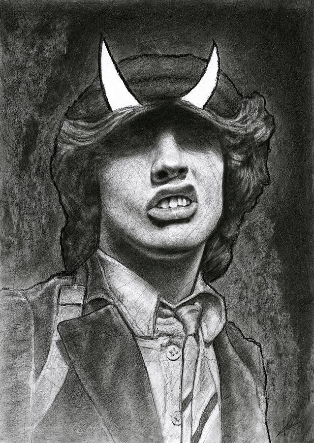 Metallica Drawing - Angus Young by Christian Klute