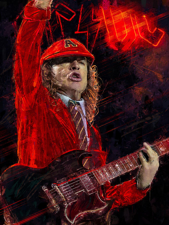 Angus Young Mixed Media - Angus Young of AC/DC by El Padre