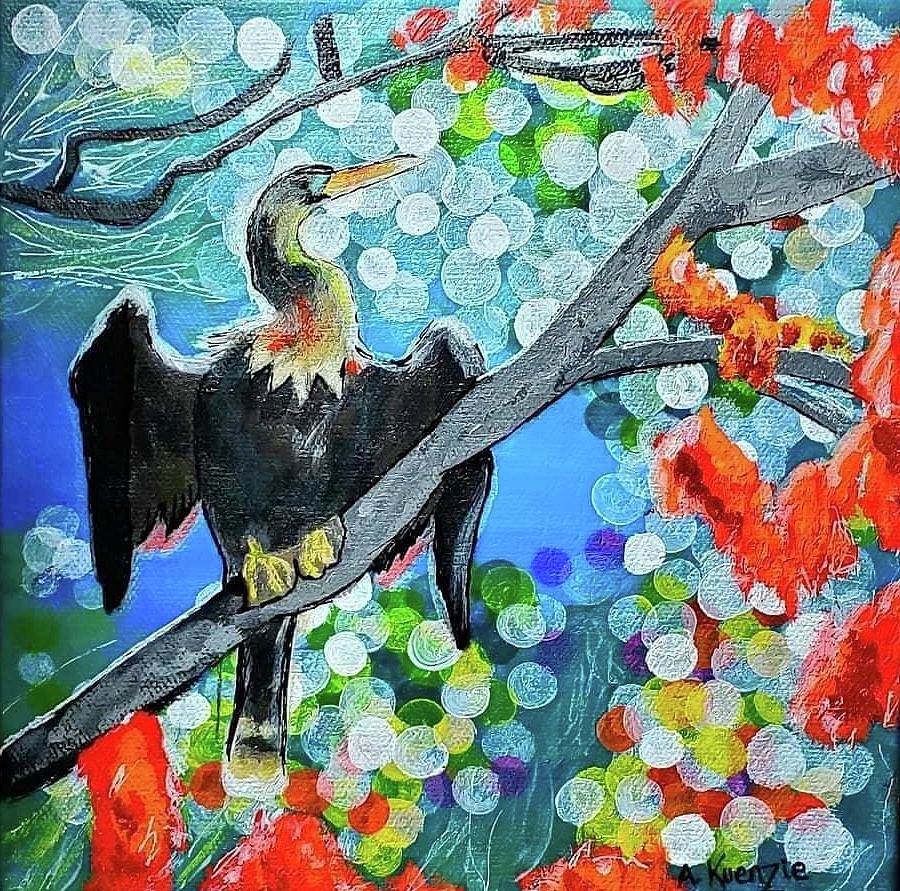 Anhinga  Painting by Amy Kuenzie