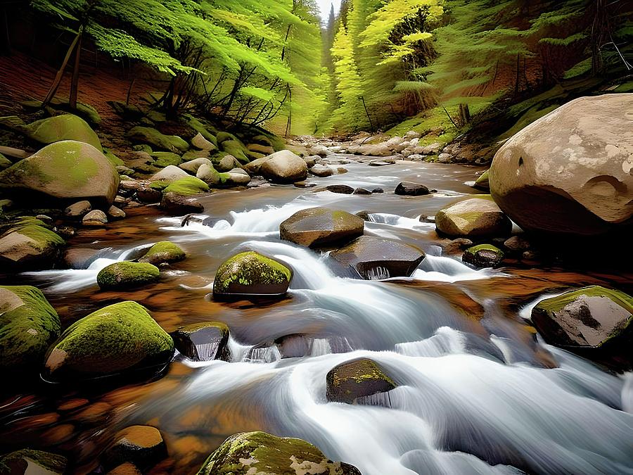 aNiceWebb Forest Stream Digital Art by Allen Nice-Webb