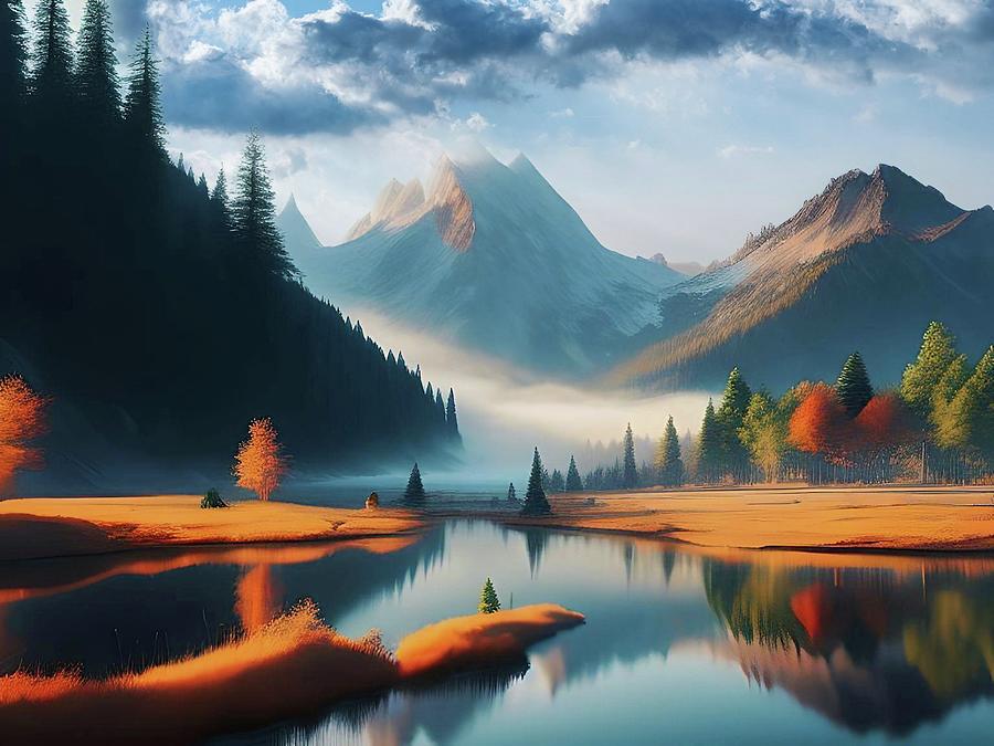 aNiceWebb Mountain Lake Digital Art by Allen Nice-Webb aNiceWebb Mountain Lake Digital Art by Allen Nice-Webb