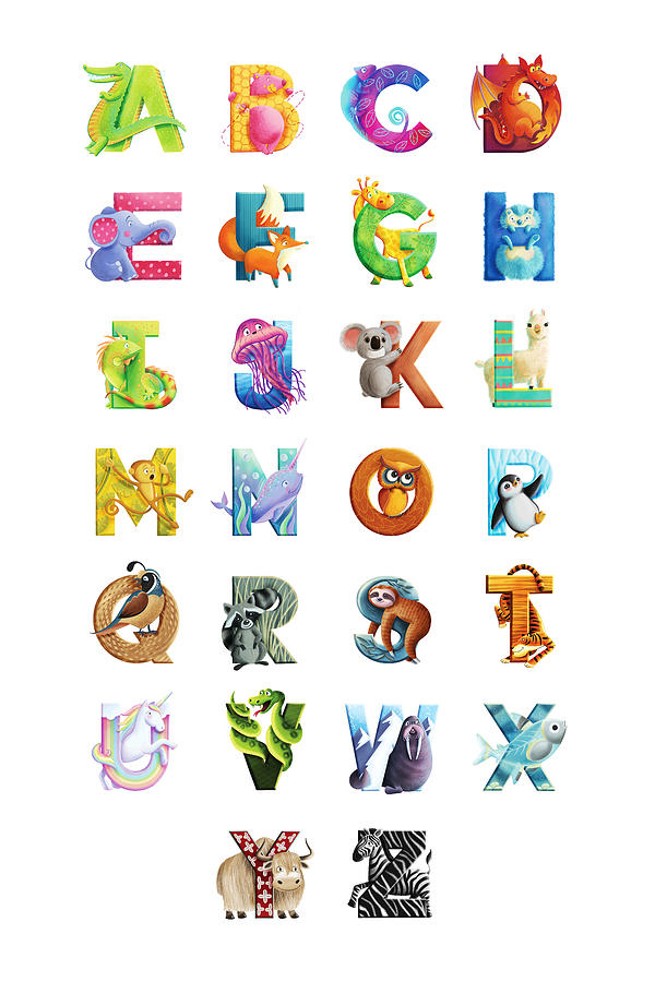 Animal Alphabet Drawing by Jenny Slife - Pixels
