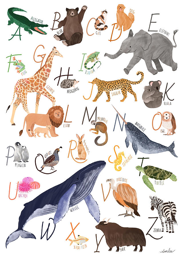 Animal Alphabet Poster cool Painting by Clark Chelsea - Fine Art America