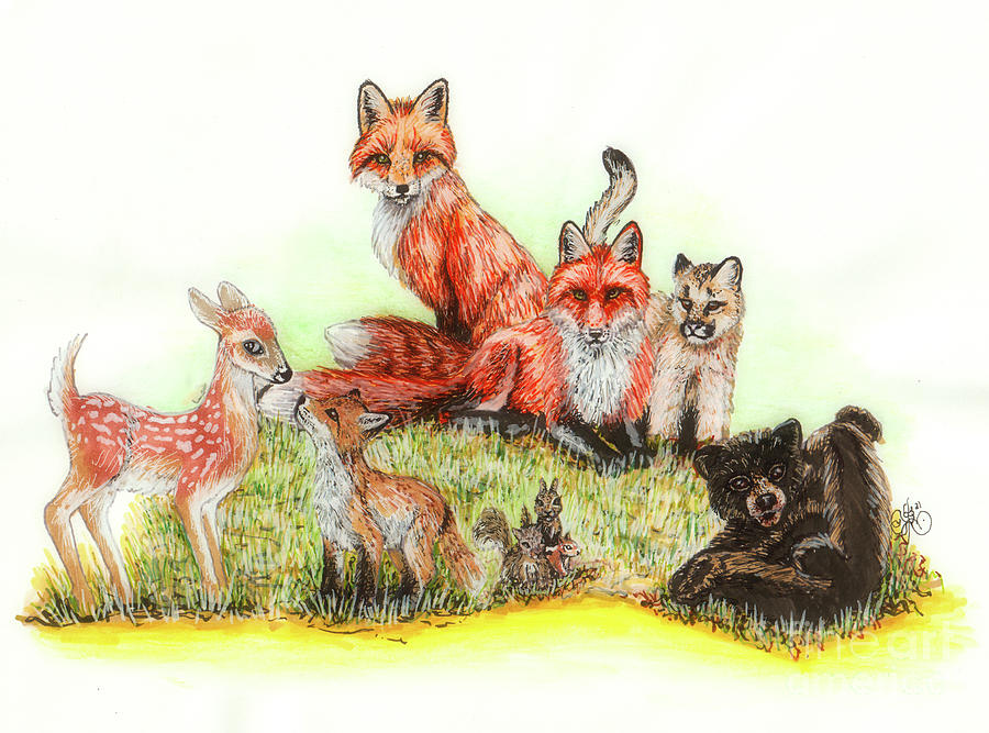 Animal Family Drawing by Scarlett Royale
