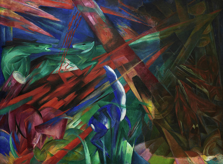 Franz Marc Painting - Animal fates, the trees showed their rings, the animals their veins by Franz Marc
