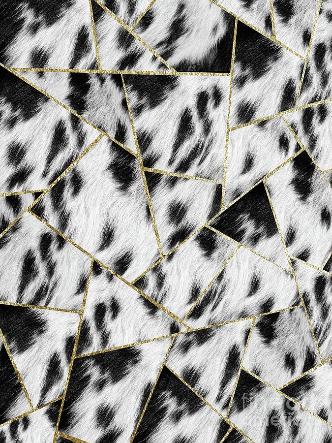 Abstract Mixed Media - Animal Fur Gold Geometric Glam #2 #geo #decor #art  by Anitas and Bellas Art