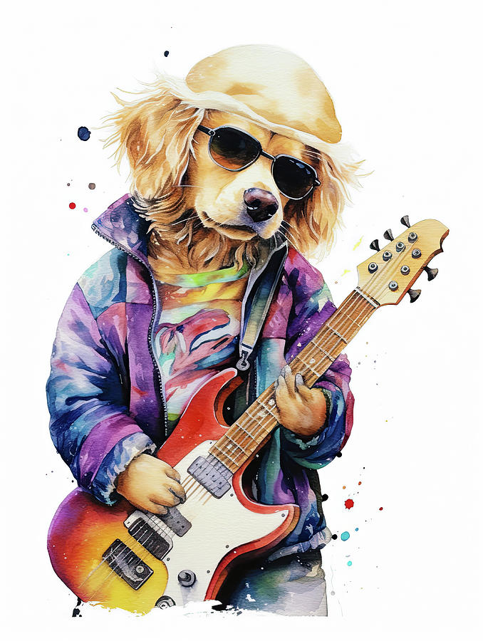 Animal Guitar Player 01 Labrador Dog Digital Art by Matthias Hauser