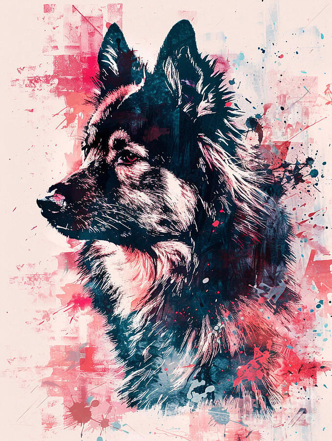 Animal Image Of Keeshond Dog Drawing