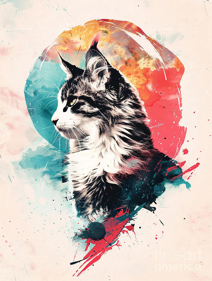 Animal Image Of Norwegian Forest Cat Cat Drawing